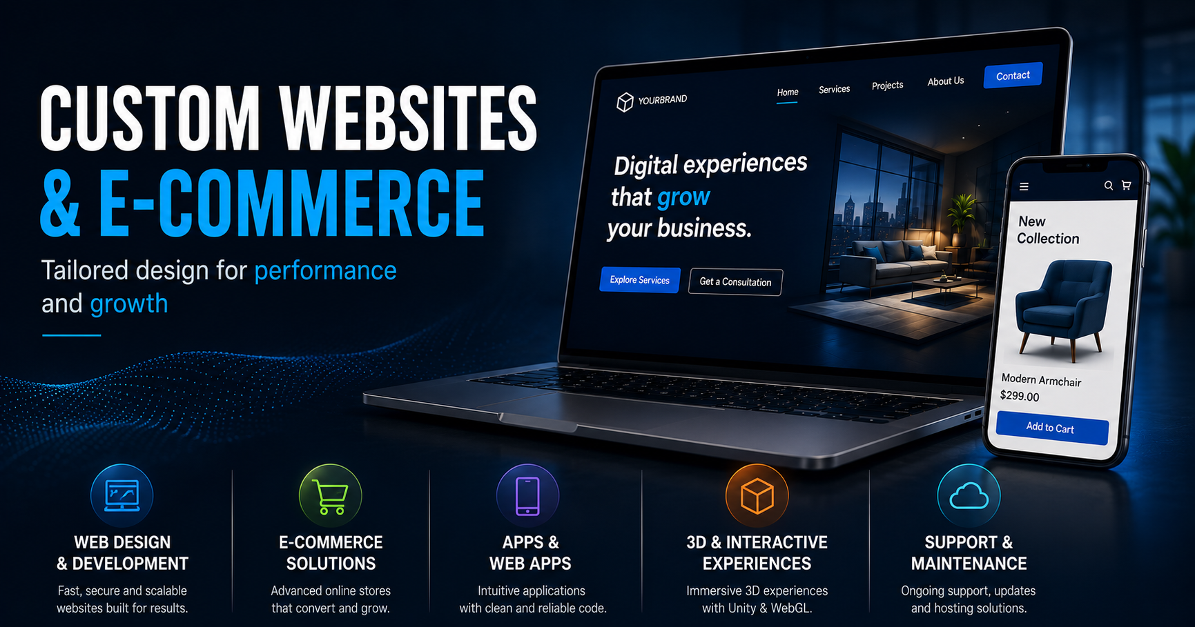Custom websites and e-commerce solutions for business growth