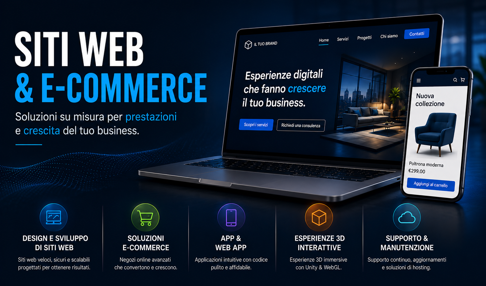 Sviluppo siti web e e-commerce con design moderno e soluzioni digitali su misura